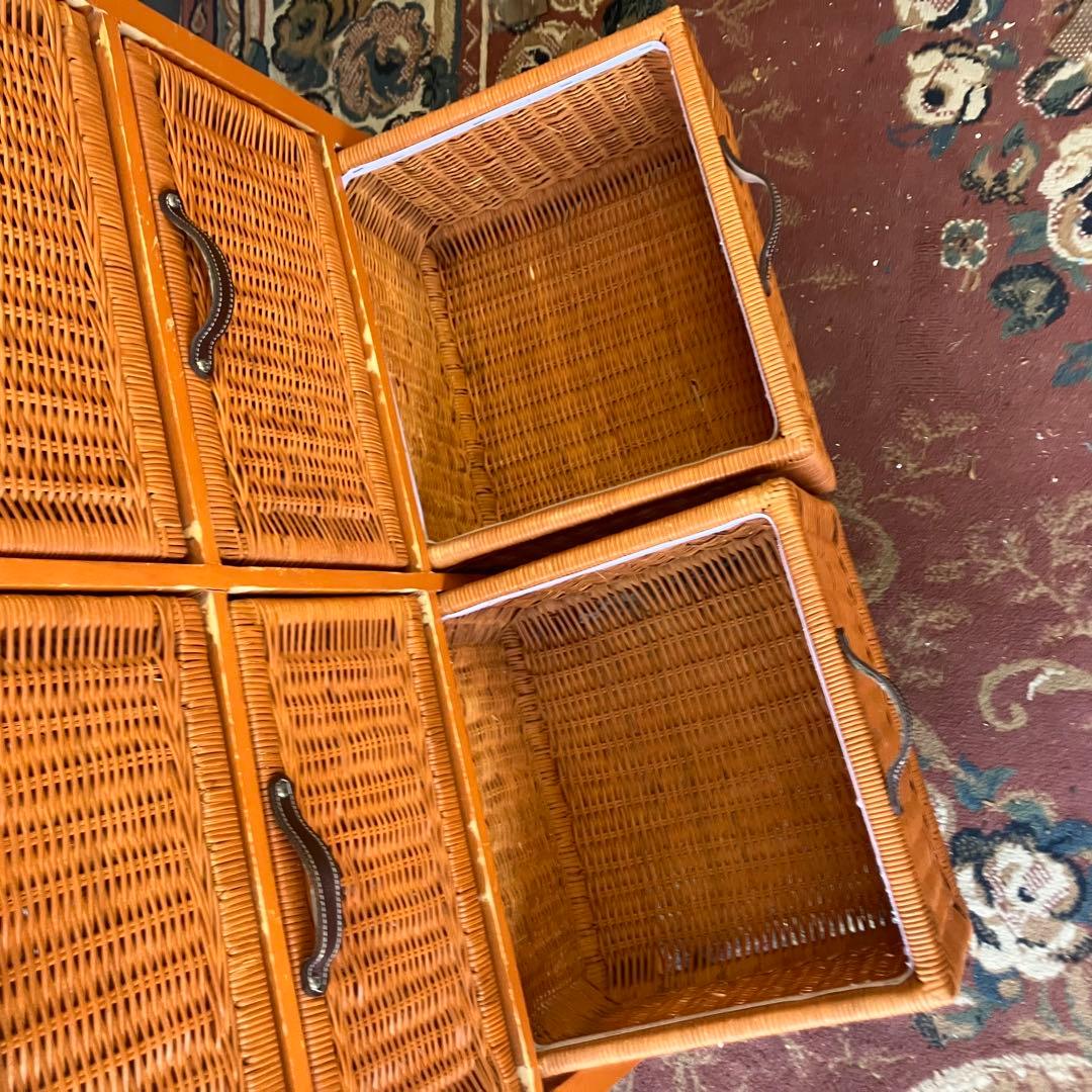 北欧レトロ ラタンチェスト 3段6杯収納ラック 引き出しタンス 箪笥