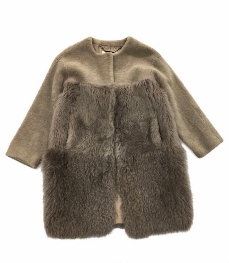 GRACE CONTINENTAL グレー ファーコート