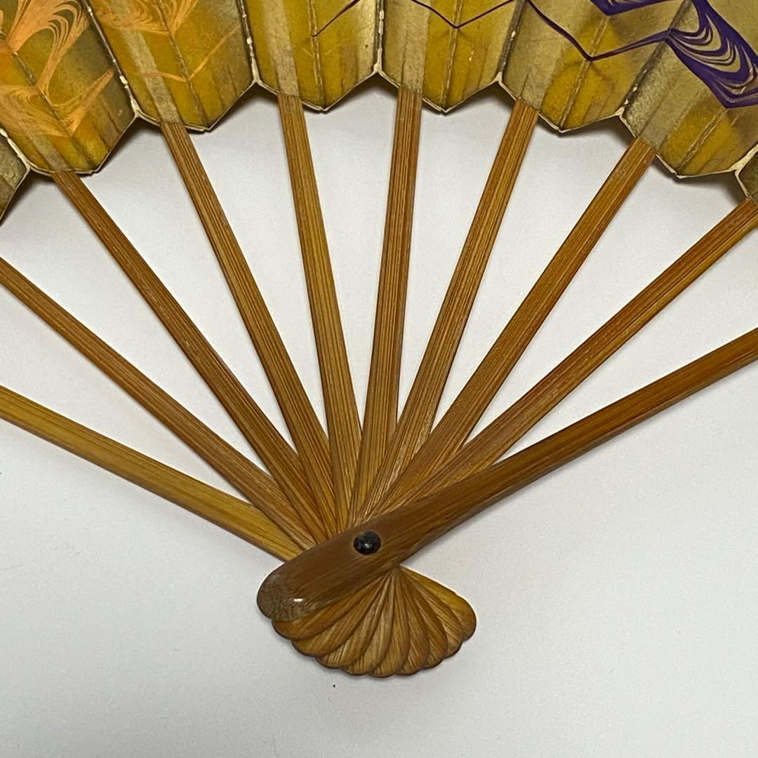 【51】舞扇子 十松屋福井扇鋪 紙箱 袋付 金赤緑青紫オレンジ白 霞雲