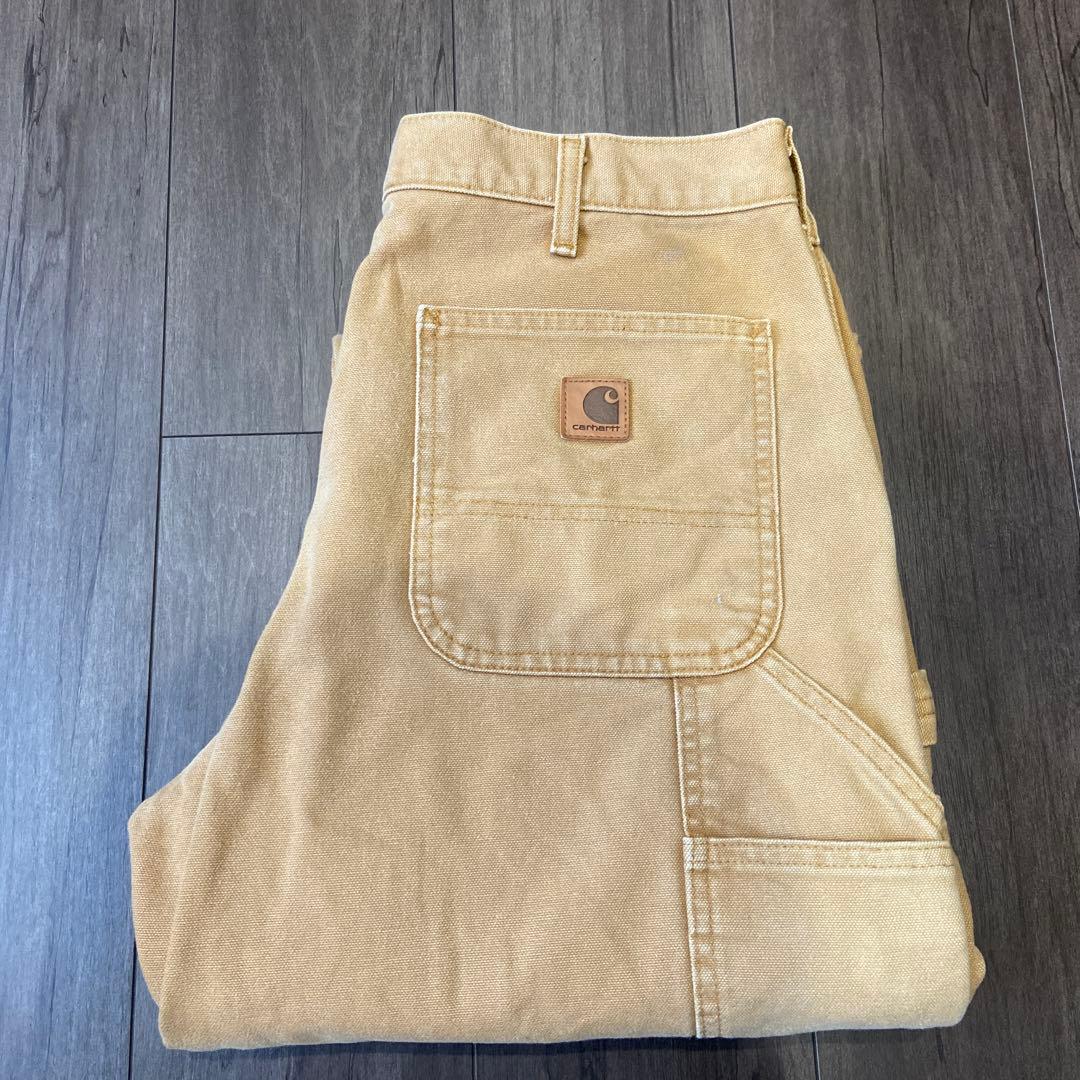 Carhartt W32 L32ワークパンツ ダック生地チェックB111 BRN