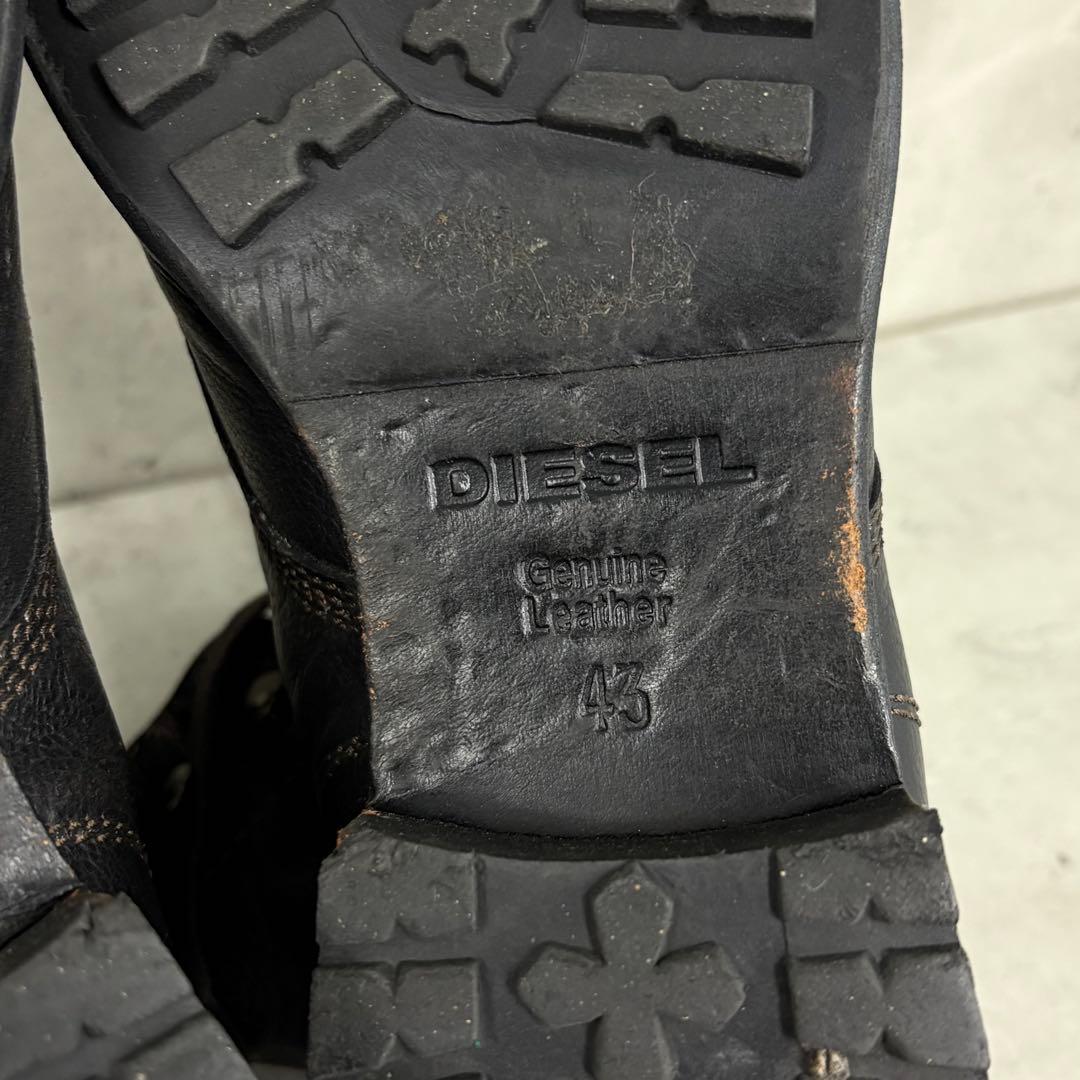 DIESEL ディーゼル レザー ブーツ サイドジップ 43 本革 ブラウン