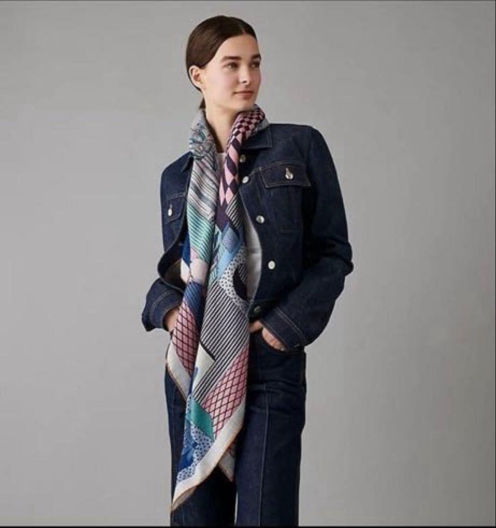 エルメス カレジェアン140 カシミヤシルク ストール カシシル スカーフ