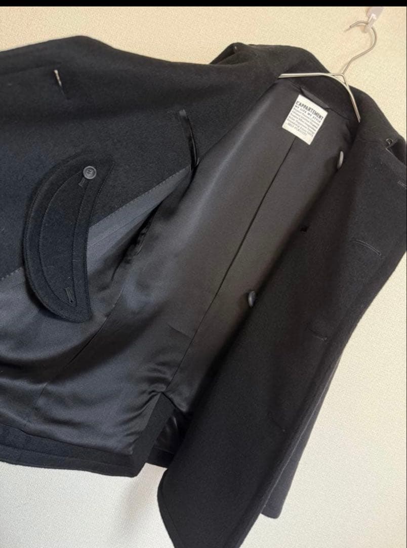 カシミヤ100％★★THE RERACS★ピーコート★黒★バッチ付