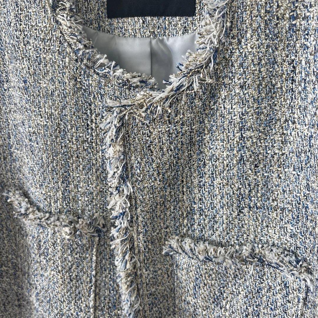 ミックスツイードライク ポケット ノーカラー ジャケット