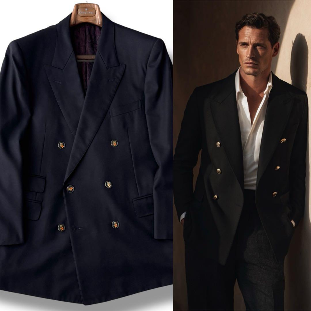 アクアスキュータム ダブル テーラード ジャケット ブレザー ブラック L〜XL