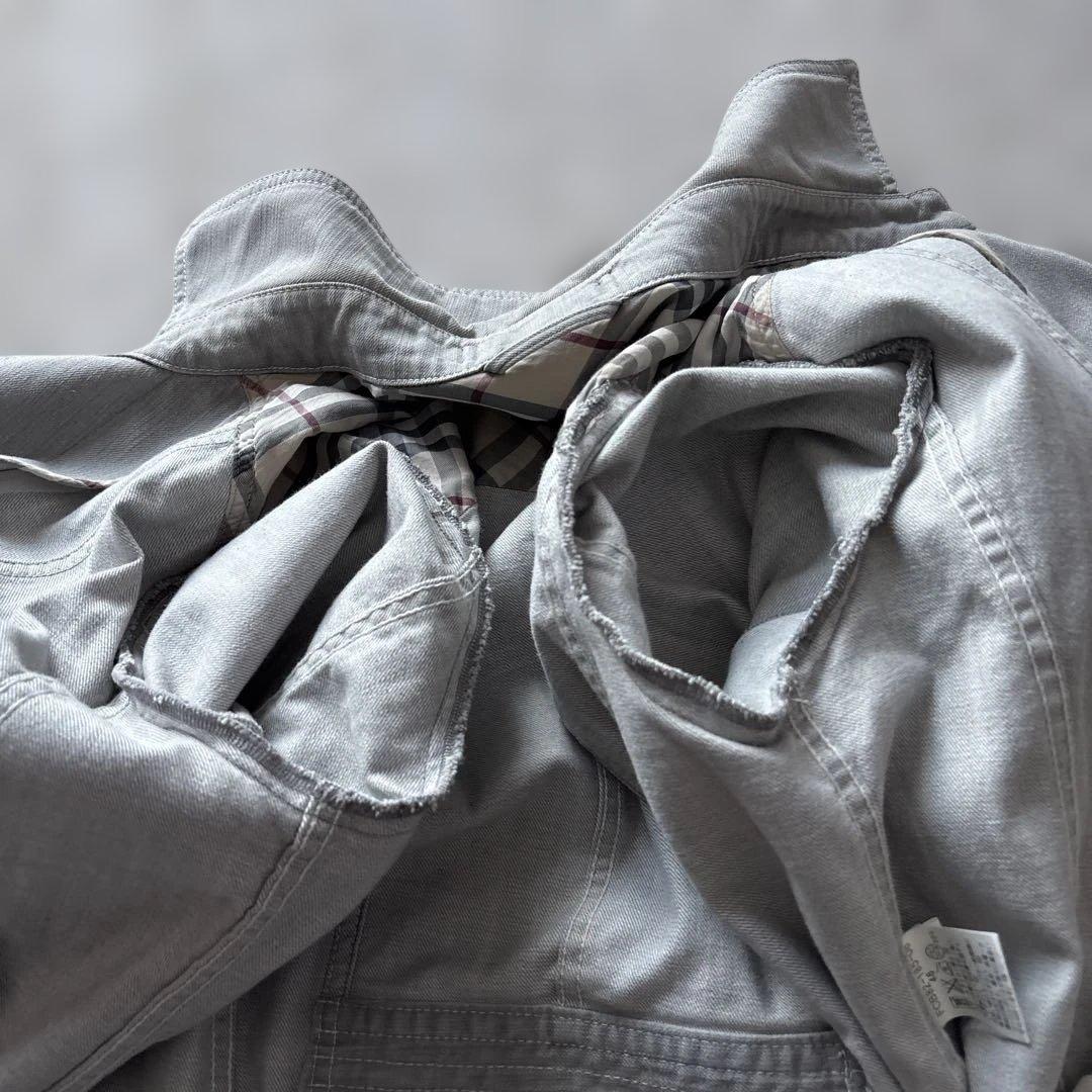 rinrinバーバリーロンドン　デニムジャケット4L 灰　ストレッチ　銀B