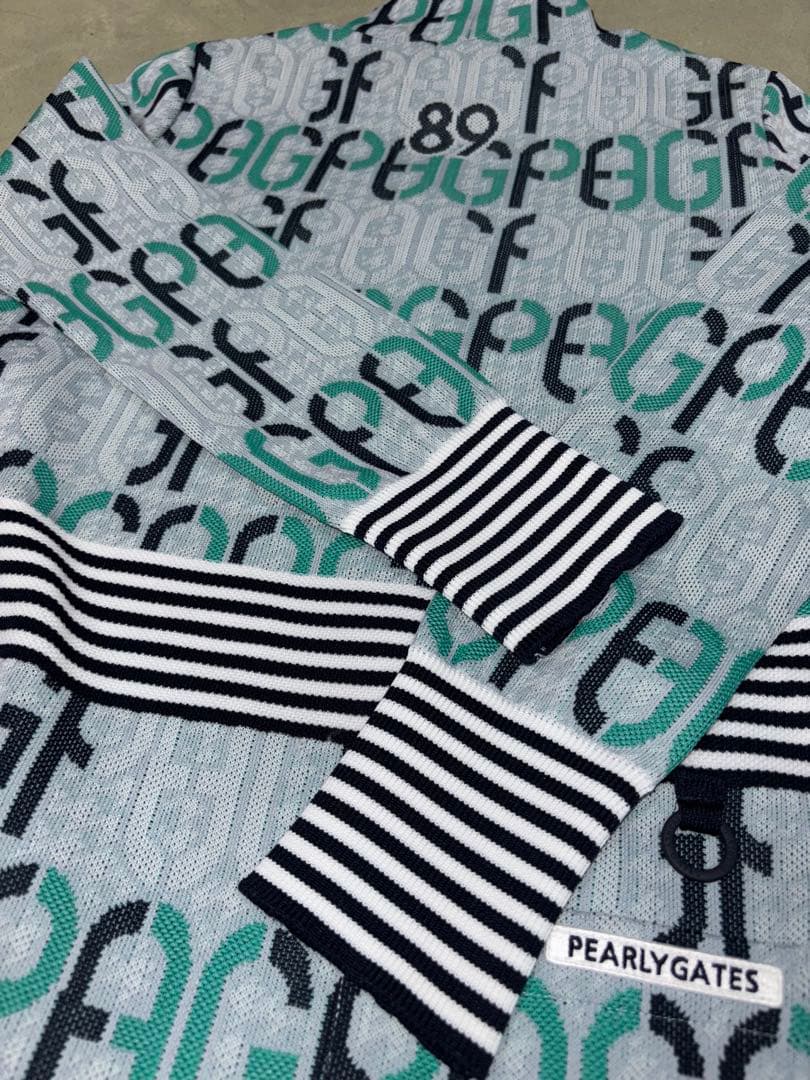 （新品）パーリーゲイツ、アモッサロゴ クサリ柄、ニットワンピース、サイズ0