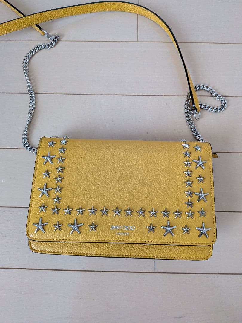 JIMMY CHOO イエロー スタースタッズ ショルダーバッグ