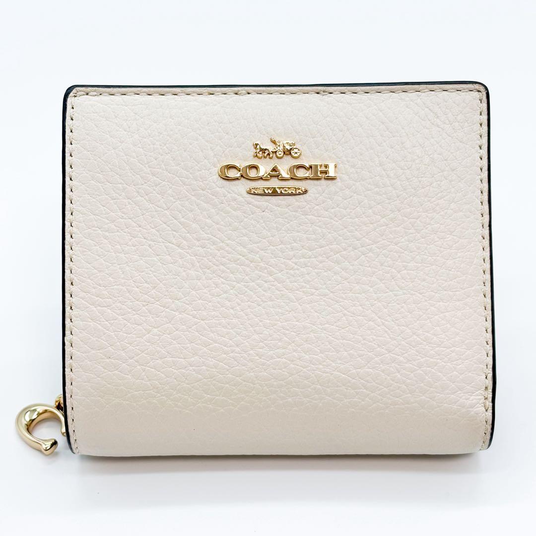 ♡美品♡ COACH コーチ 2つ折り財布 ホワイト系 レザー