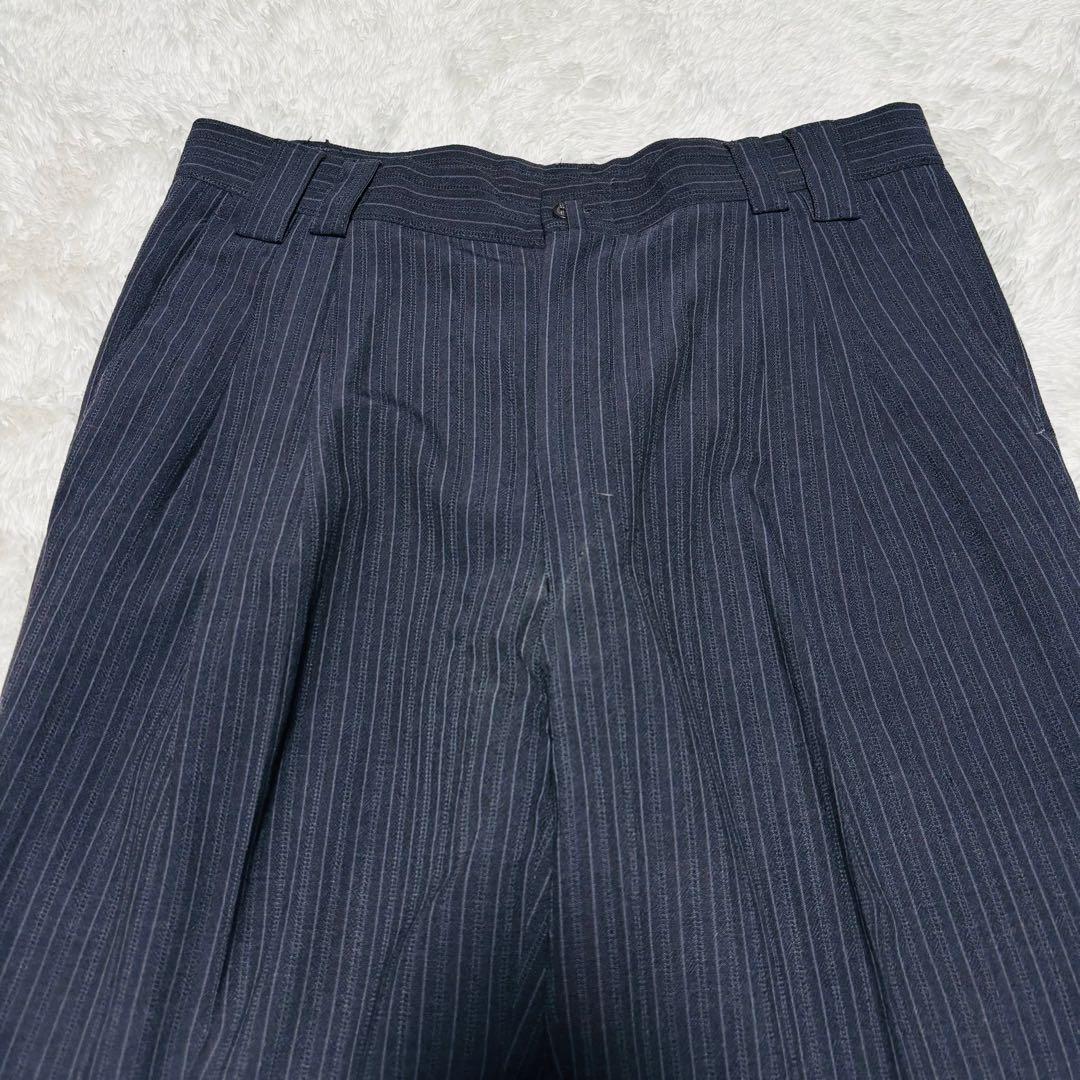 希少 VERSACE セットアップ シングル スーツ ネイビー ストライプ XL