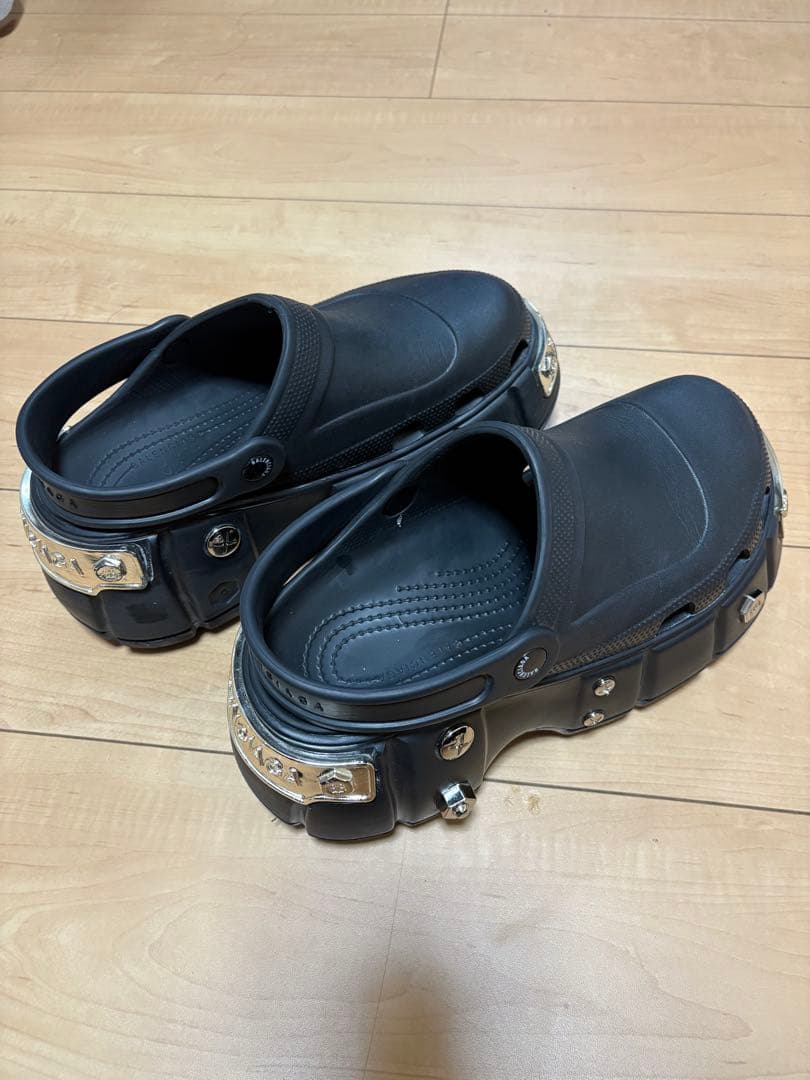 バレンシアガ クロッグサンダル ブラック ※スタッズ欠けあり／箱・付属品なし