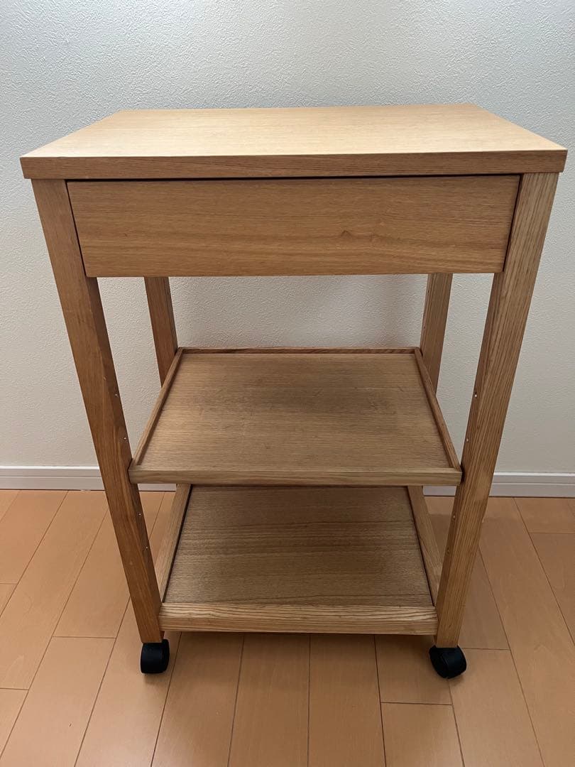 【出品5/7まで　最終価格】無印良品　木製キッチンワゴン　タモ材　廃盤品