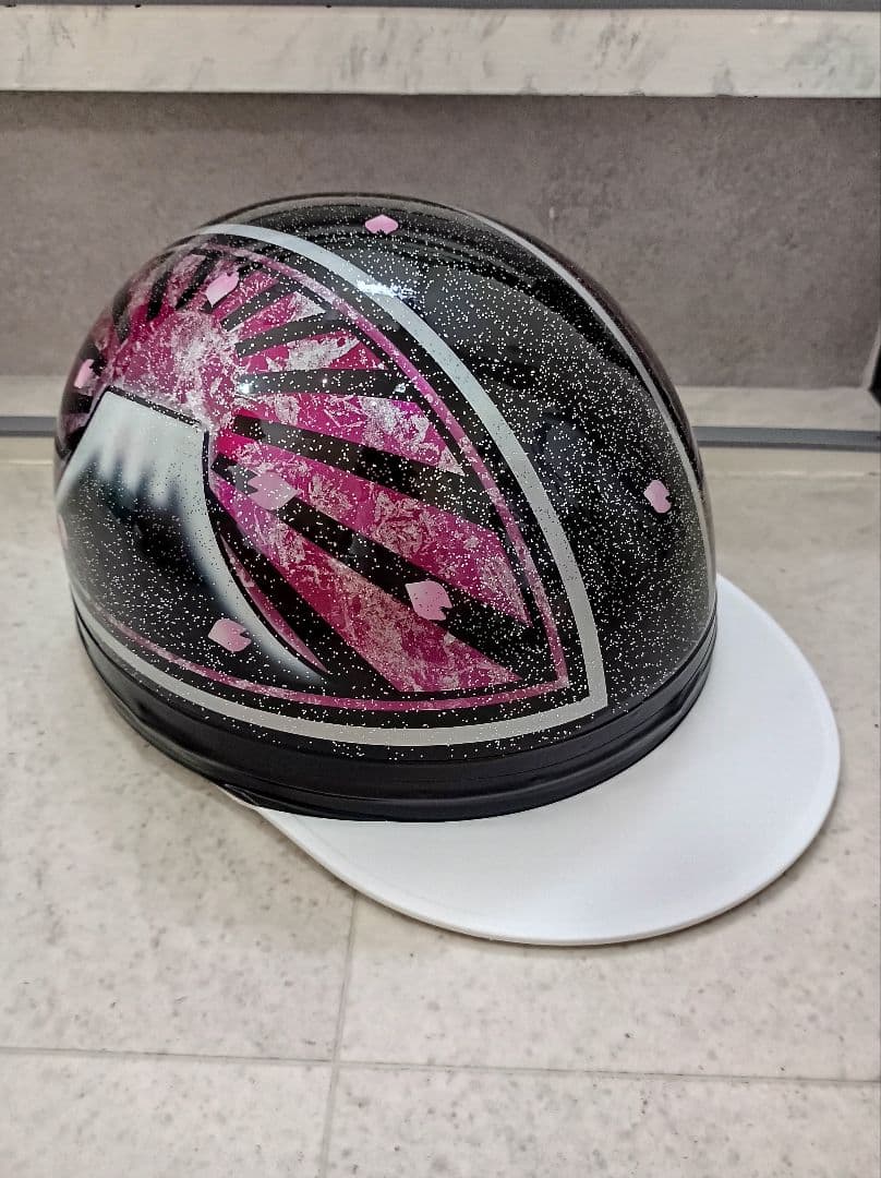 カスタムコルク半　黒✘Candyピンクラップ富士日章　シルバーラメ