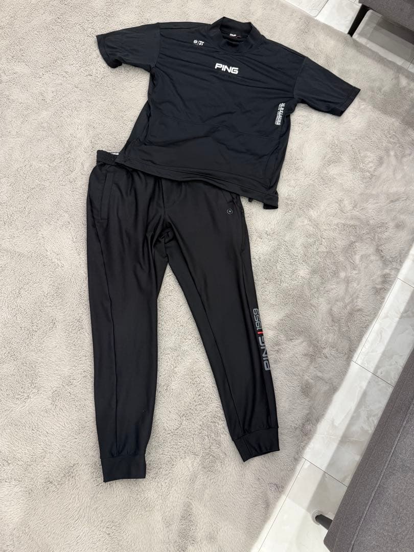PING ブラックシャツ＆パンツセット L