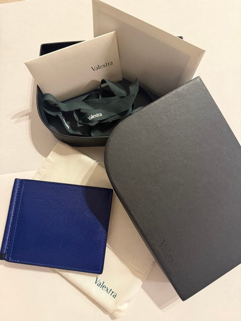 Valextra ネイビー 二つ折り財布 マネークリップ