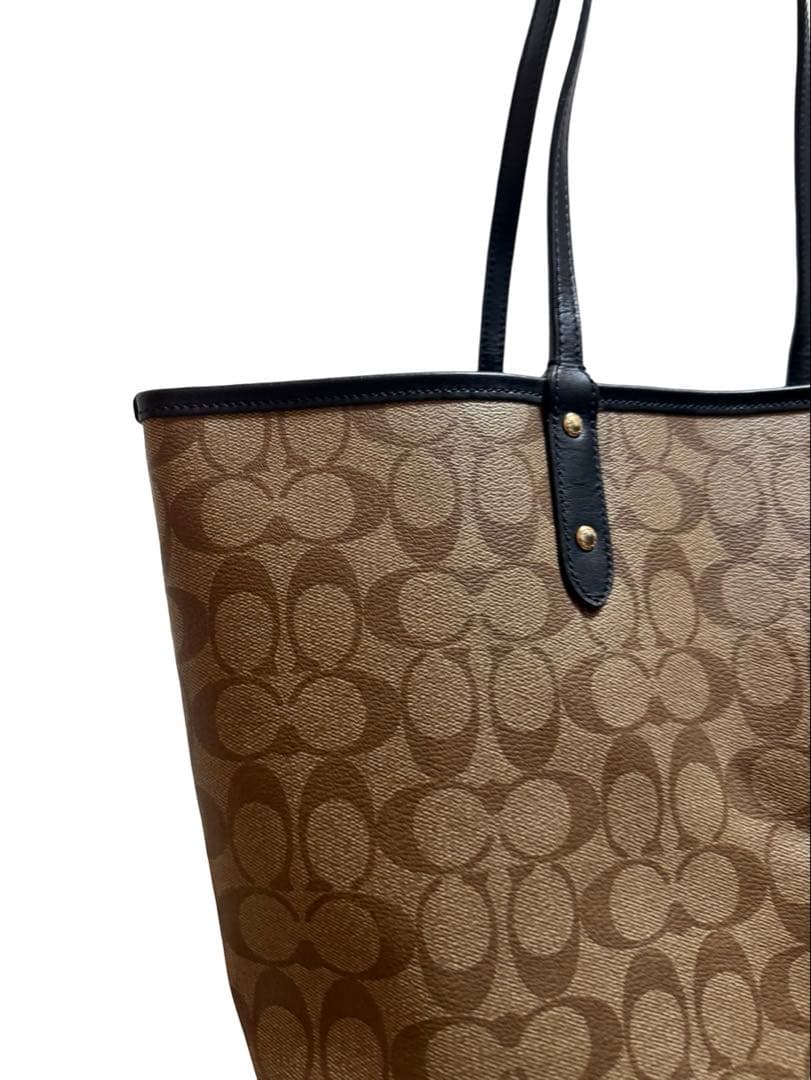 ほぼ新品，COACH コーチ シグネチャー トートバッグ ストーリーパッチ