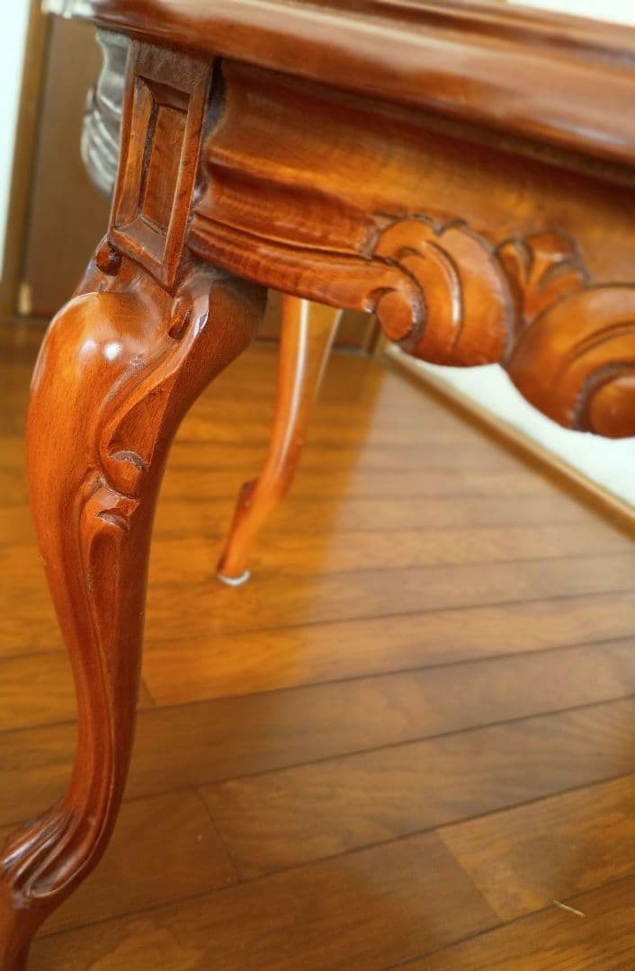 象嵌加工　イタリア製猫足　木製テーブル