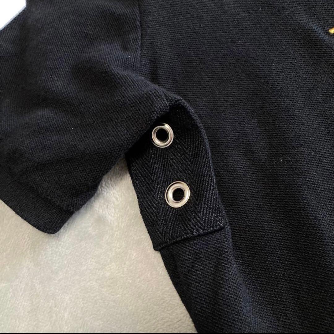 ポロラルフローレン 鹿の子 半袖ポロシャツ ドバイ ビッグポニー 金刺繍 黒 L