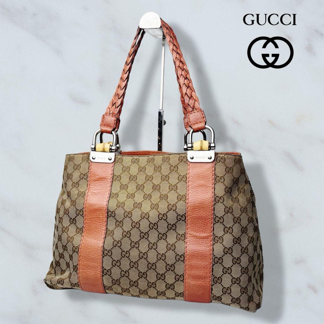 011 GUCCI トートバッグ ハンドバッグ 肩掛け GG柄 e6