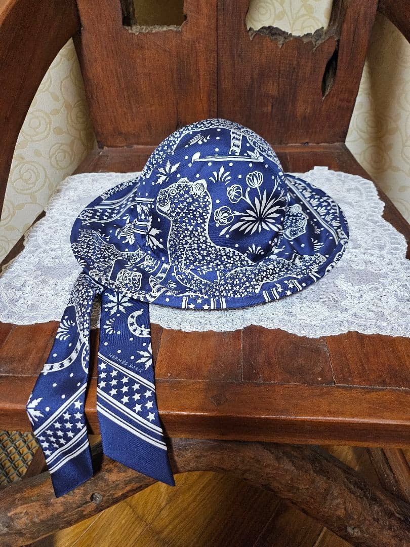 ネイビー 花柄 アウトドアハット