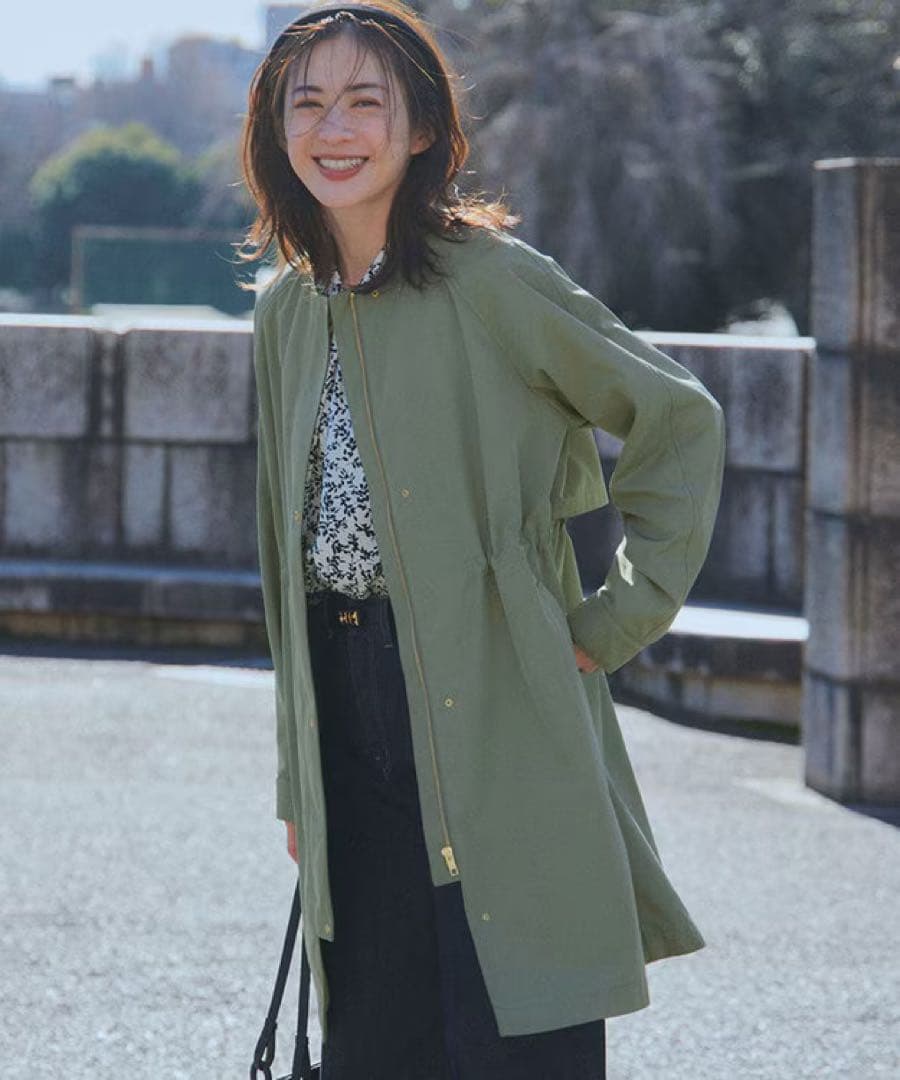 タグ付き未使用新品 23区 【撥水加工】ライトツイル ノーカラーコート 34