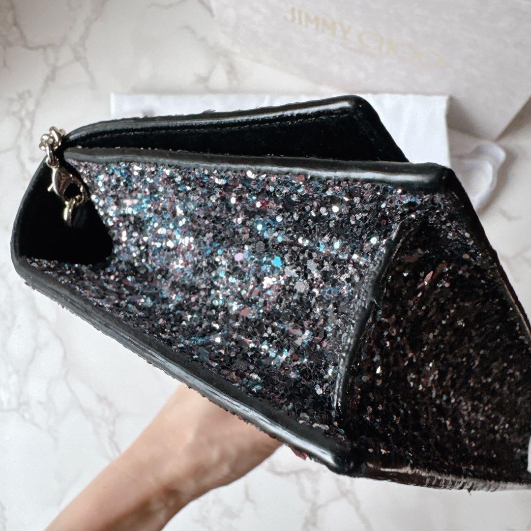 ジミーチュウ Jimmy Choo LILIA グリッターチェーンクラッチバッグ