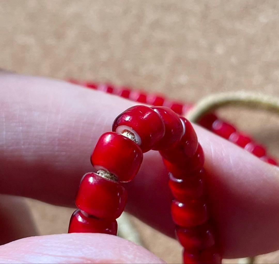 短期タイムセール！濃い赤！筒形、粒揃い　アンティーク　ホワイトハーツ