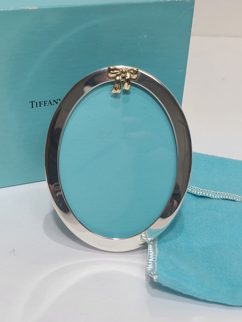 ティファニー　フォトスタンド　オーバル　リボン　925