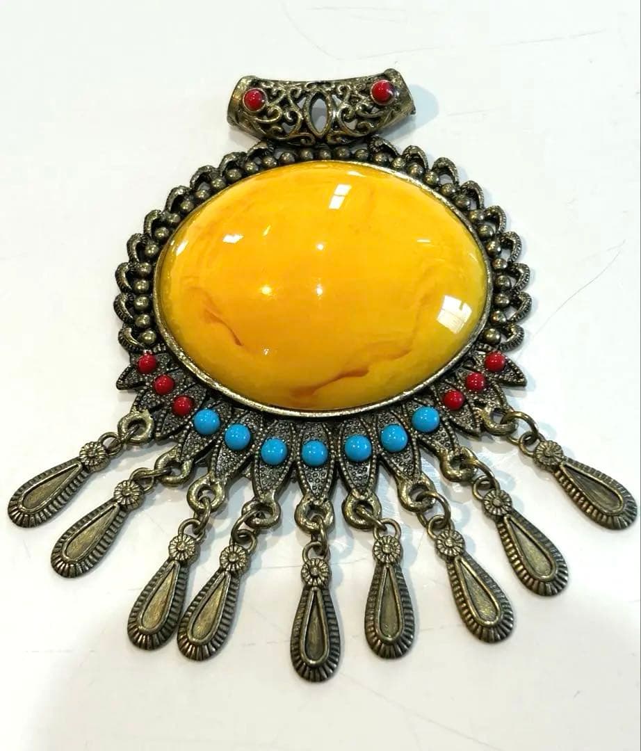 希少‼️チベット　装飾品　ペンダントトップ　仏具　骨董　お守り　アゲート？瑪瑙？