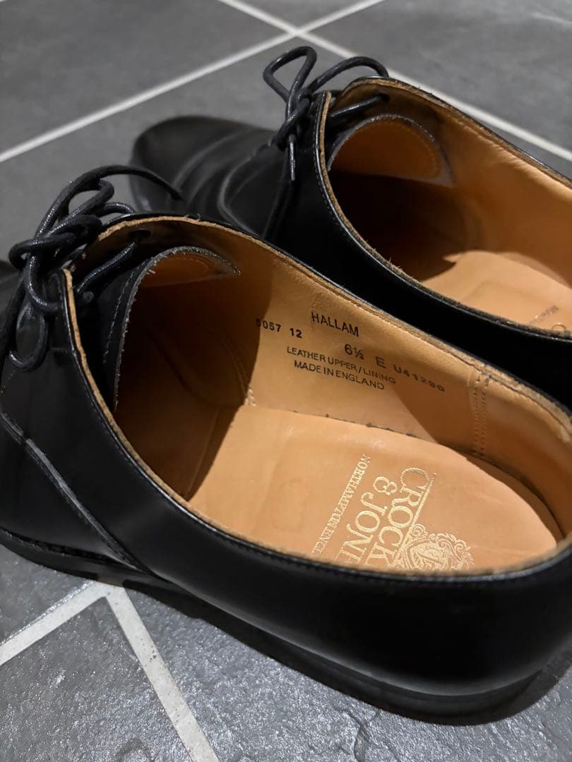 【美品】クロケット＆ジョーンズ HALLAM 6.5E ストレートチップ 黒