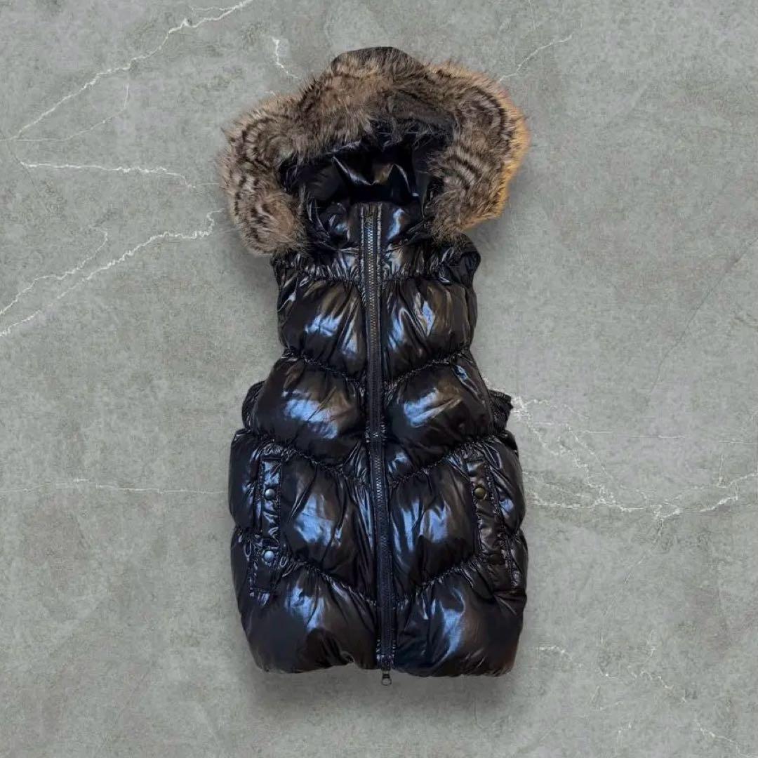 【円堂守】old gap 40周年　光沢ダウンベスト ファー y2k