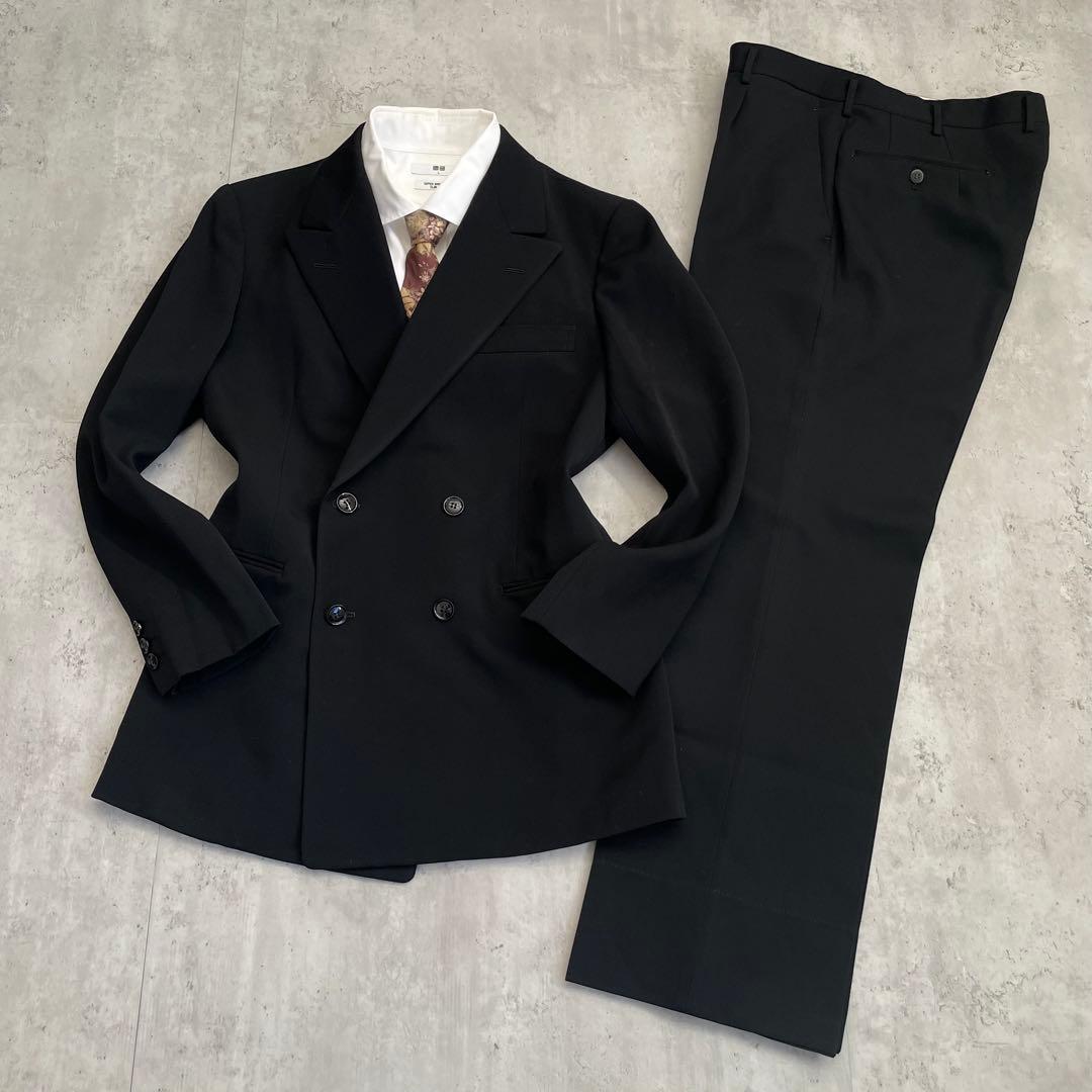 ダブルブレスト　スーツセットアップ　ブラック　黒　高級感　モード　成人式