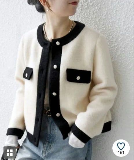 SHIPS any バイカラー クルーネック カーディガン ジャケット