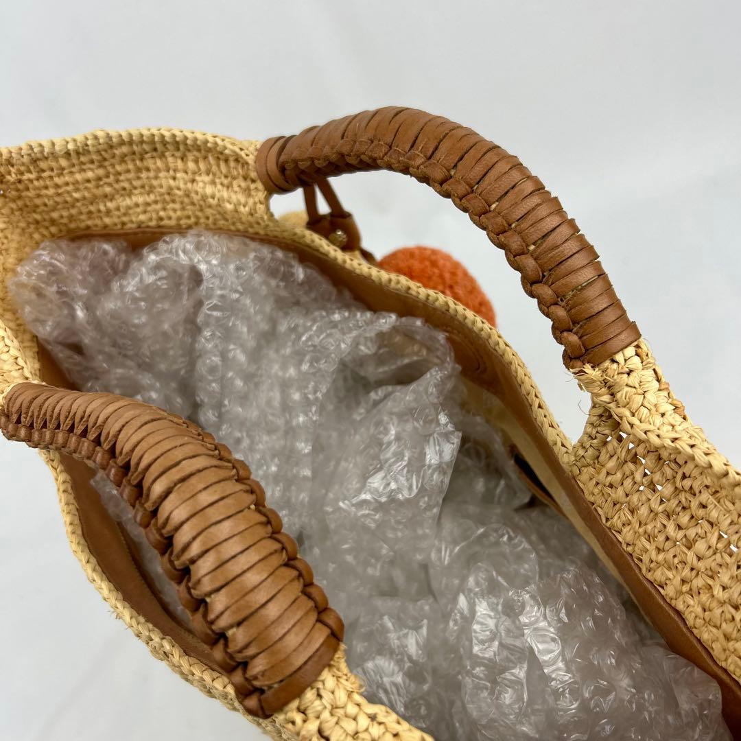 【美品】 ヘレンカミンスキー ラフィア カゴバッグ チャーム　トートバッグ　金具