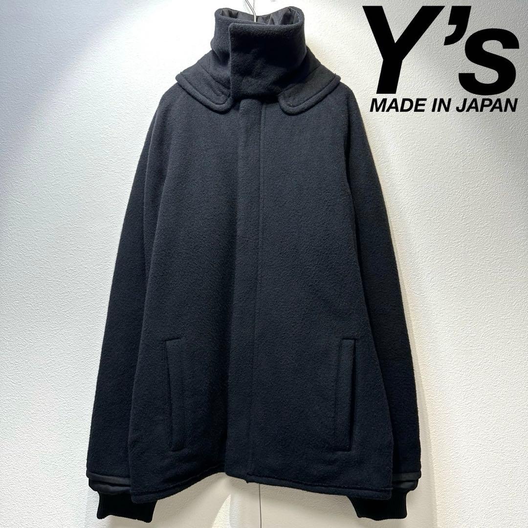 希少 ワイズ 2WAYウール ノーカラー キルティング デザインジャケット 2