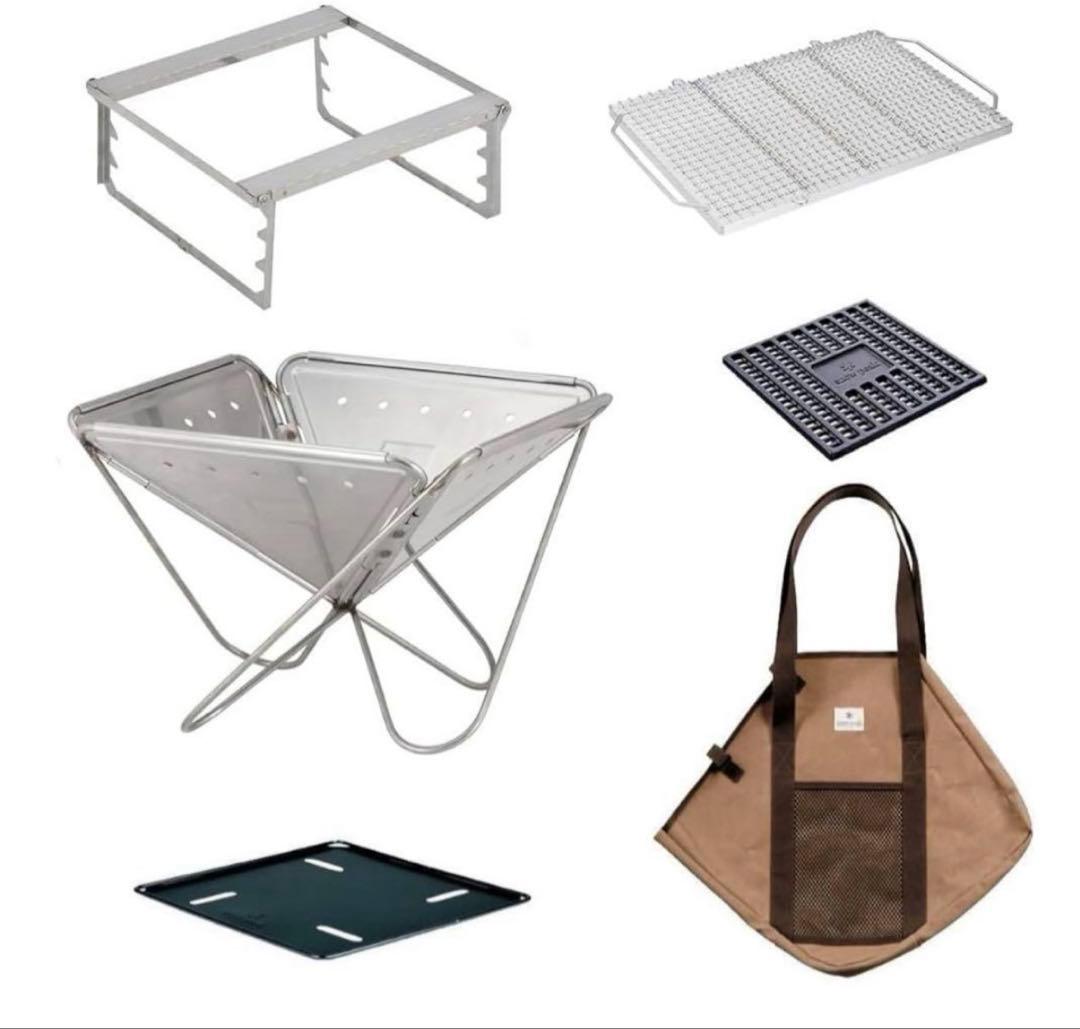 【セット販売】スノーピーク　焚き火台Lセット+網+薪バサミ+α