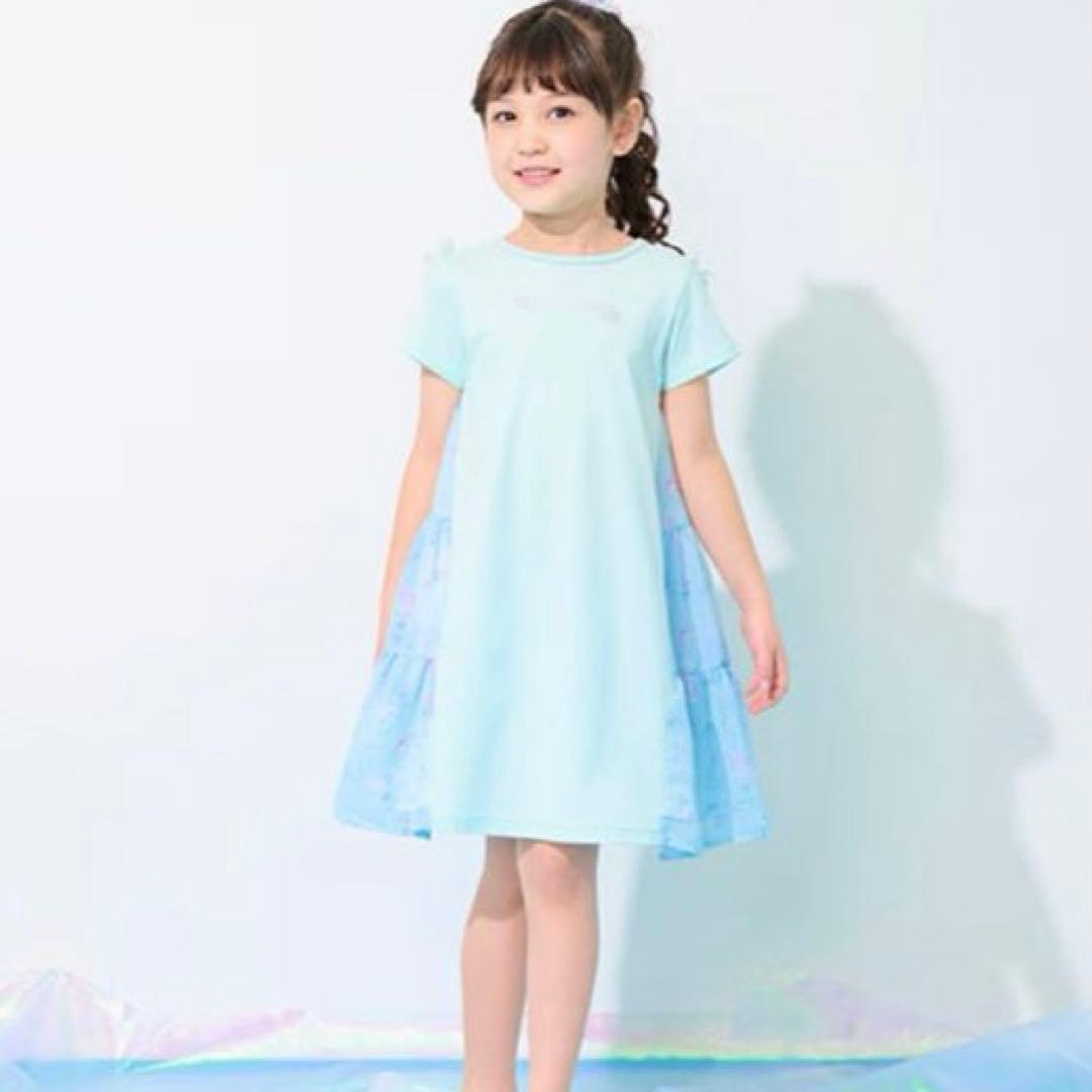 メゾピアノ シェル柄　切替カットワンピース　130