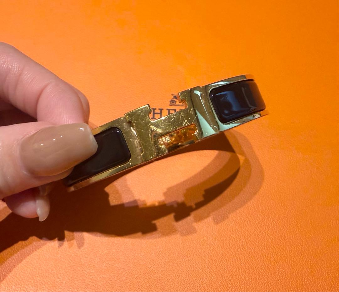 HERMES エルメス クリックH ブレスレット ゴールド×ブラック　箱あり