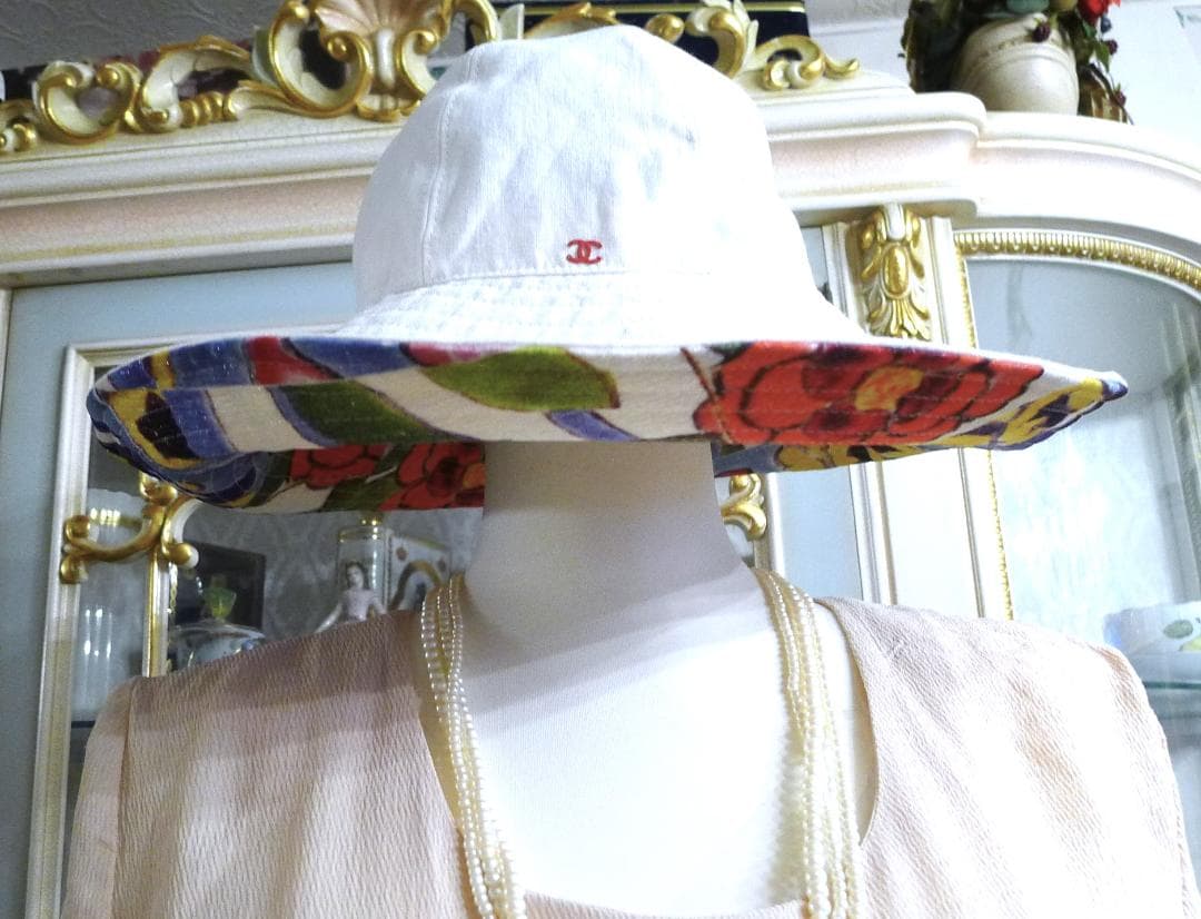最終価格◇【シャネル】大きなカメリアがアクセント！ホワイトカラーコットンハット◇
