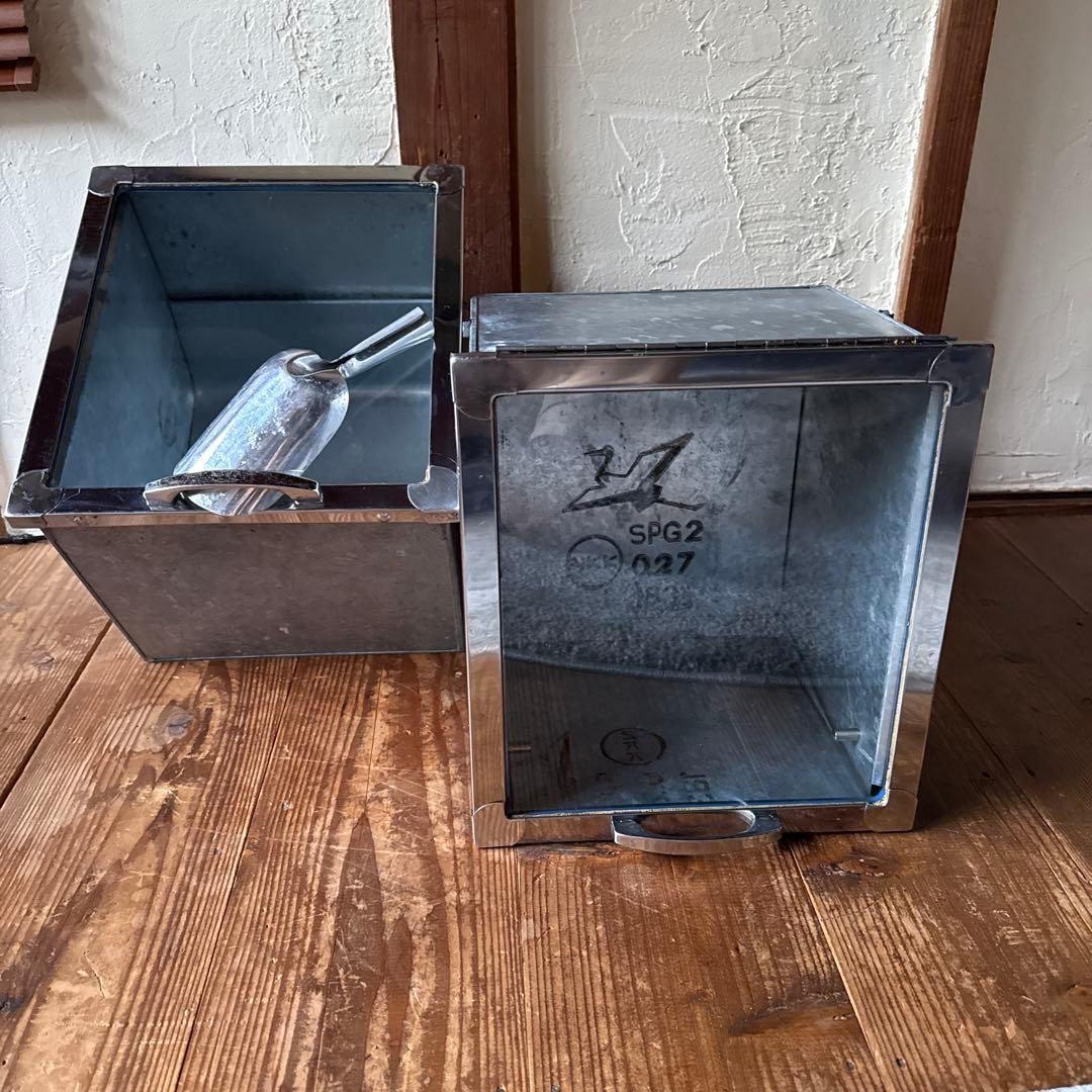 昭和レトロ　駄菓子屋　お菓子屋　スマートケース　2個　ブリキケース　スコップ付き