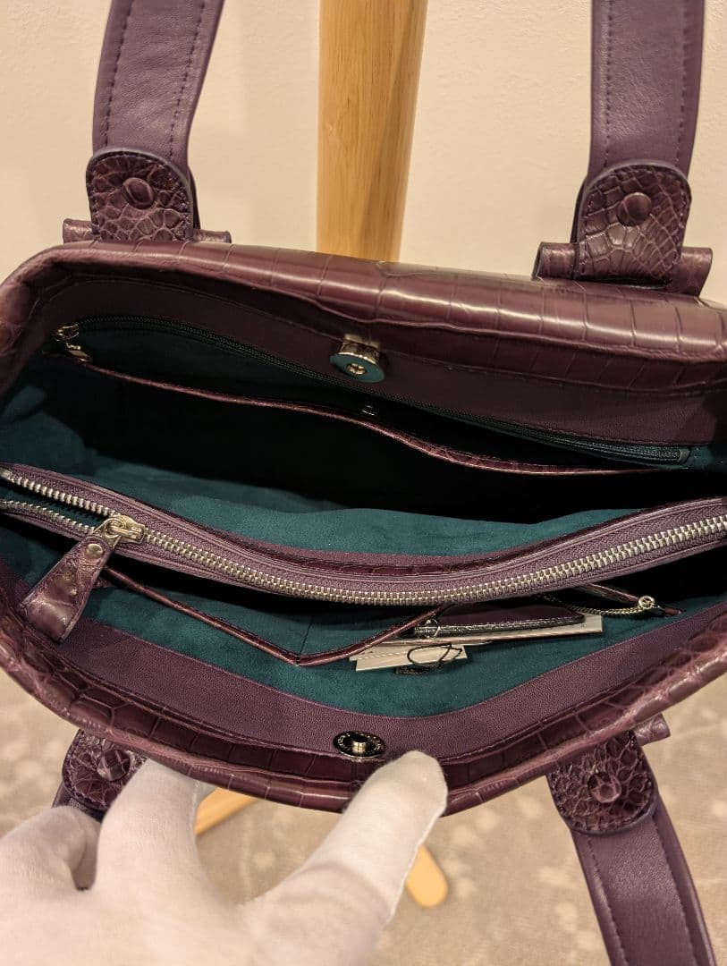 希少　ダークパープル クロコダイルハンドバッグ