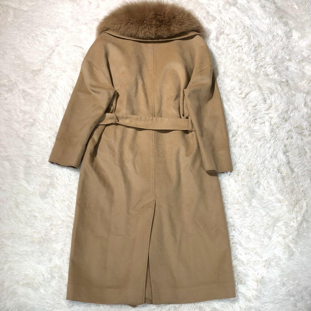 バーニーズニューヨーク カシミヤ チェスターコート ベルト フォックスファー襟