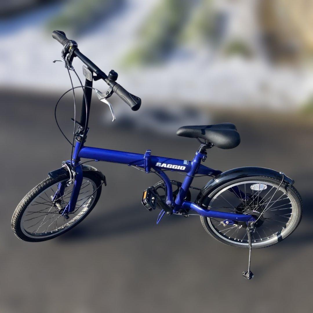 BAGGIO折りたたみ自転車 青 20インチ　ノーパンク