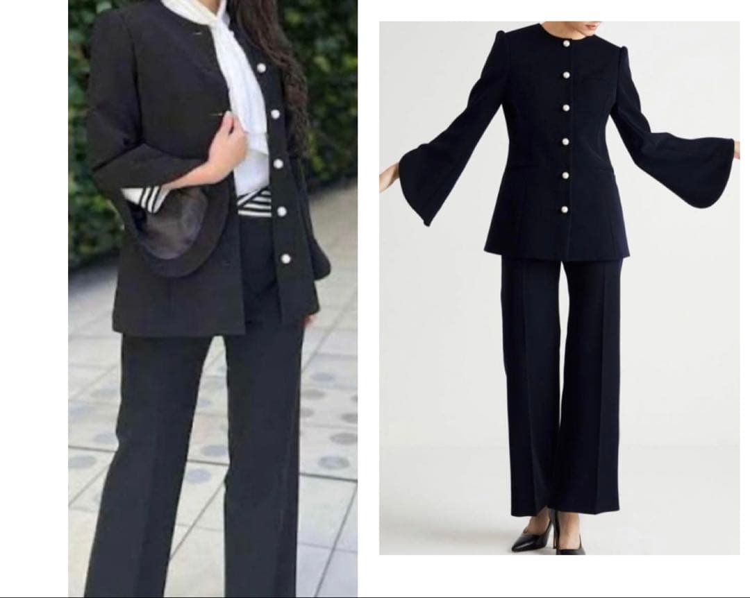 最終価格✨ ボーダーズアットバルコニー パール ノーカラー 黒 ジャケット