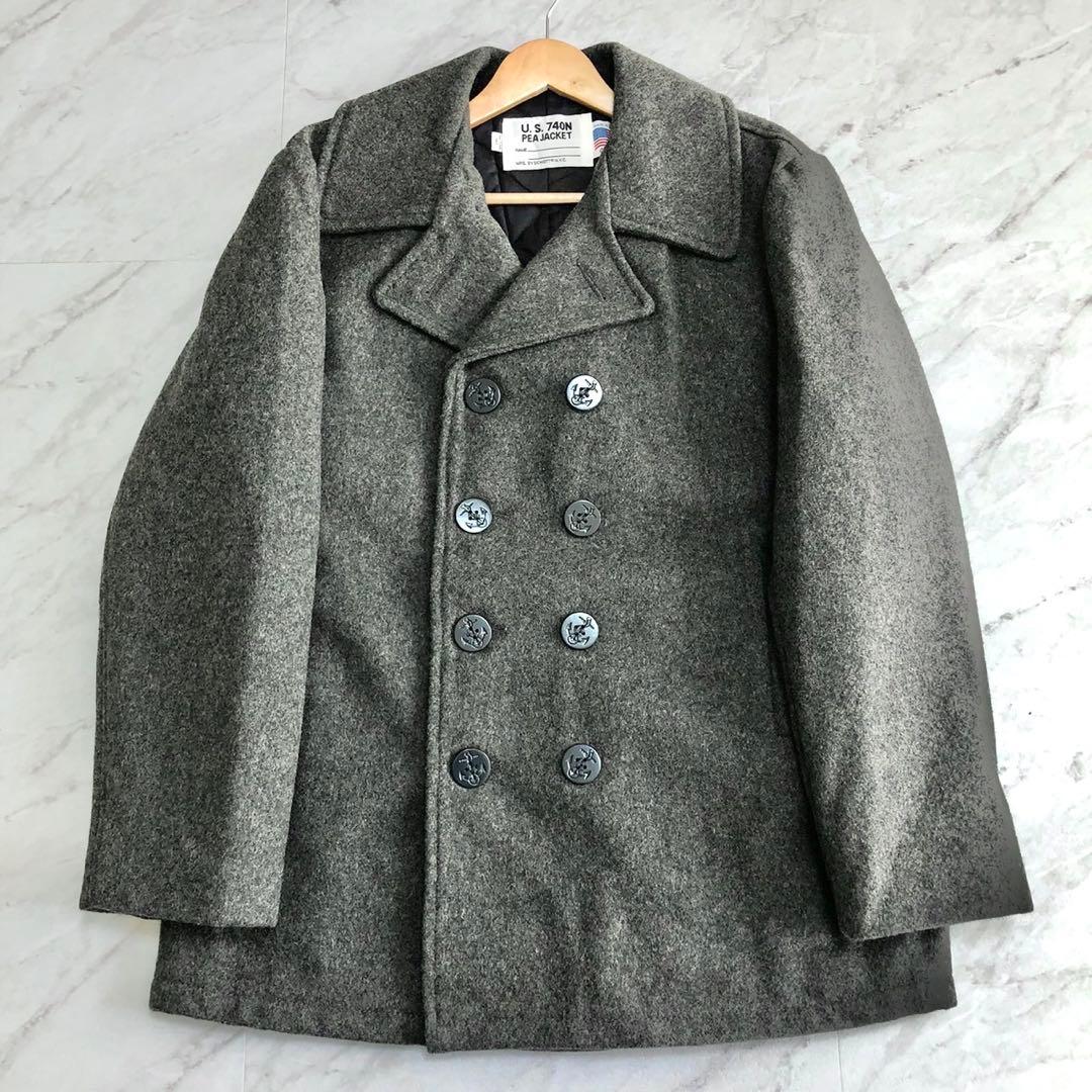 【極美品 42】Schott ピーコート 740N キルティング グレー USA