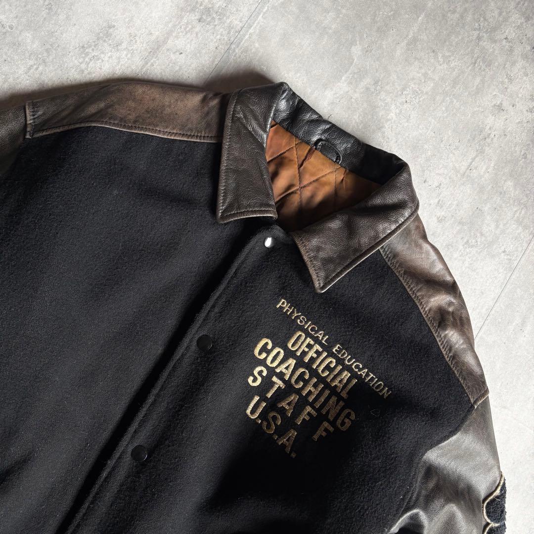 【80s vintage】レザースタジャン　本革　ブラック　フェード　短丈