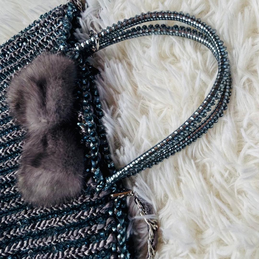 可愛い★アンテプリマ　ワイヤーポシェット　ファーリボン付き