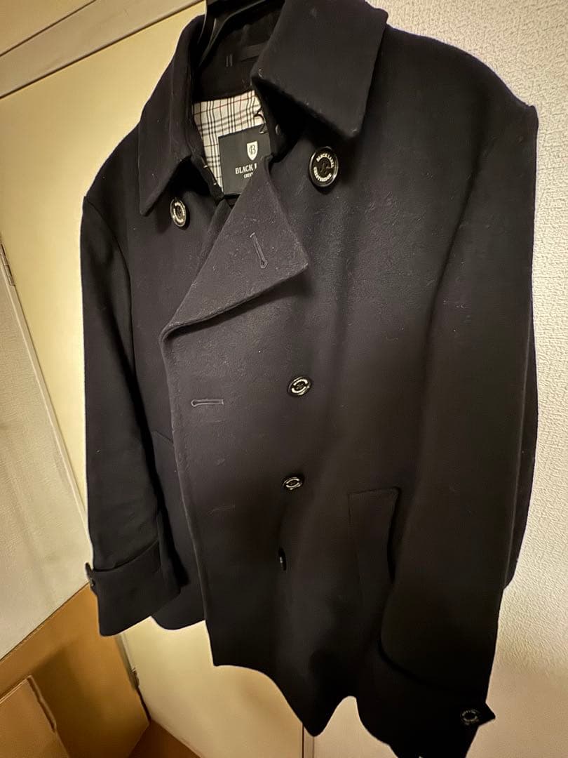 希少L ブラックレーベル　ピーコート　紺
