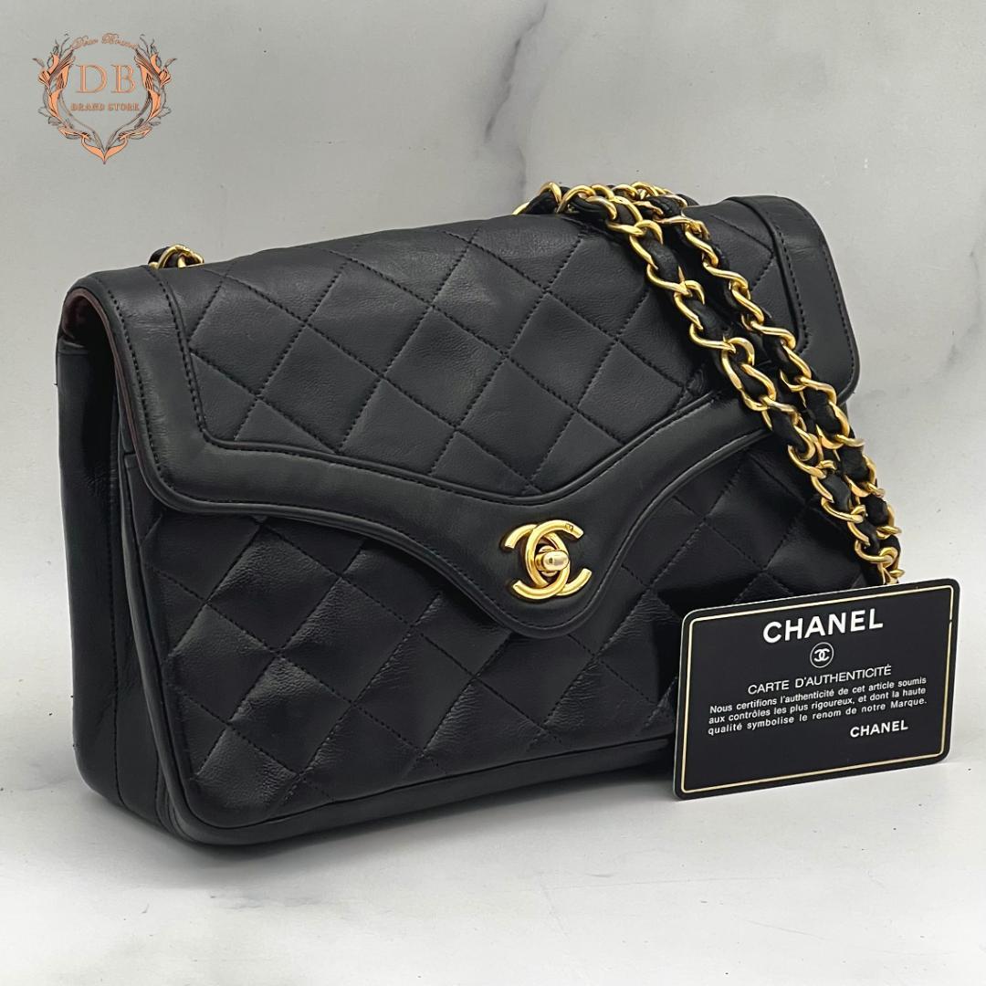 【Gカード付】 シャネル マトラッセ チェーン ショルダー ゴールド金具 黒