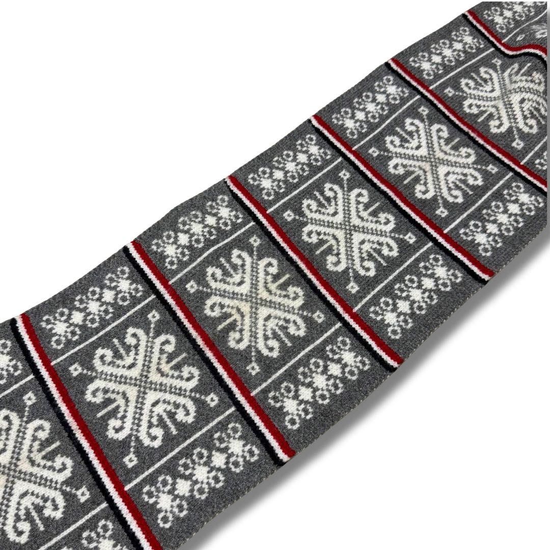 THOM BROWNE フェアアイル柄 マフラー グレー トリコロール